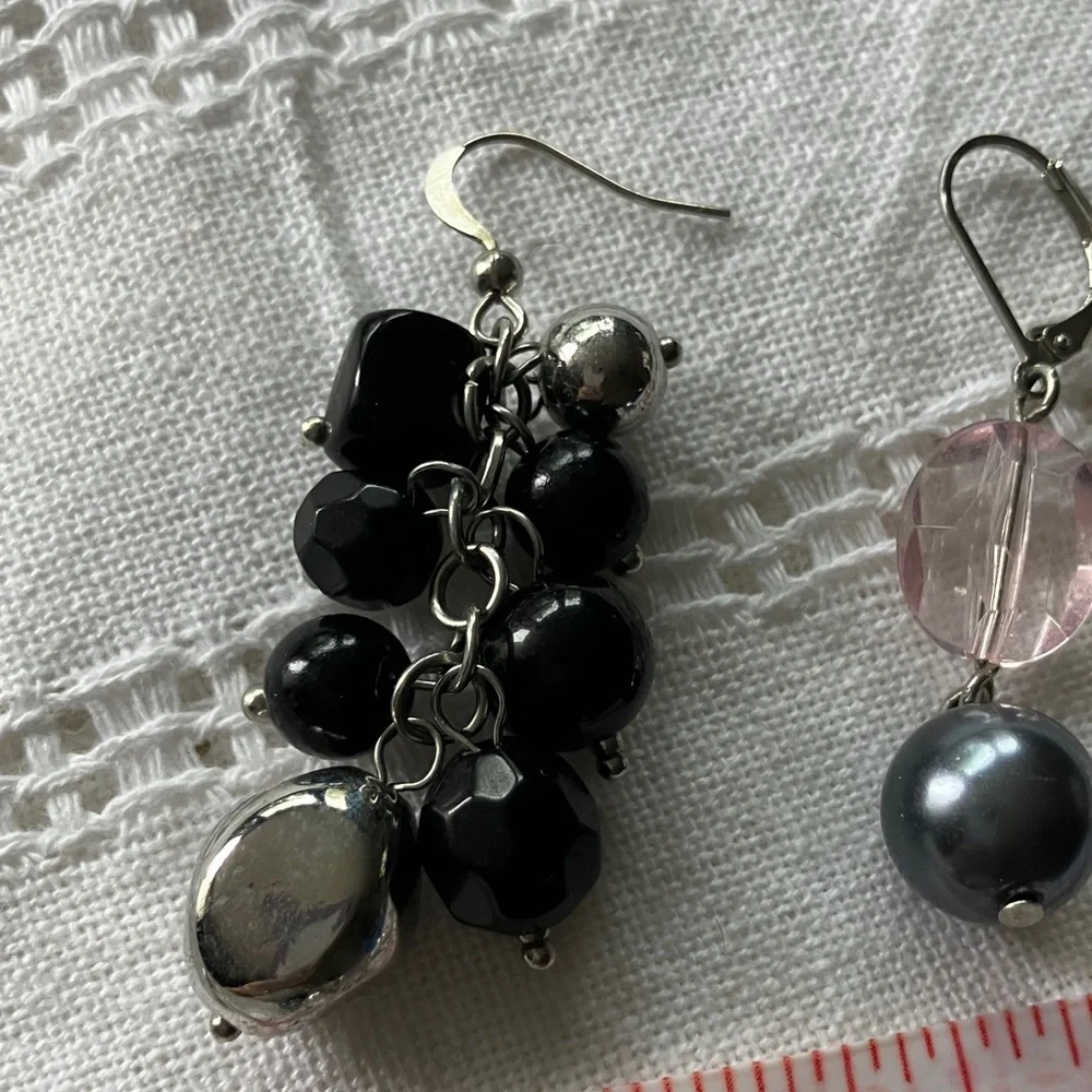 Vintage Bead & Pearl Hook Dangle Earrings Set - 3‎ pair